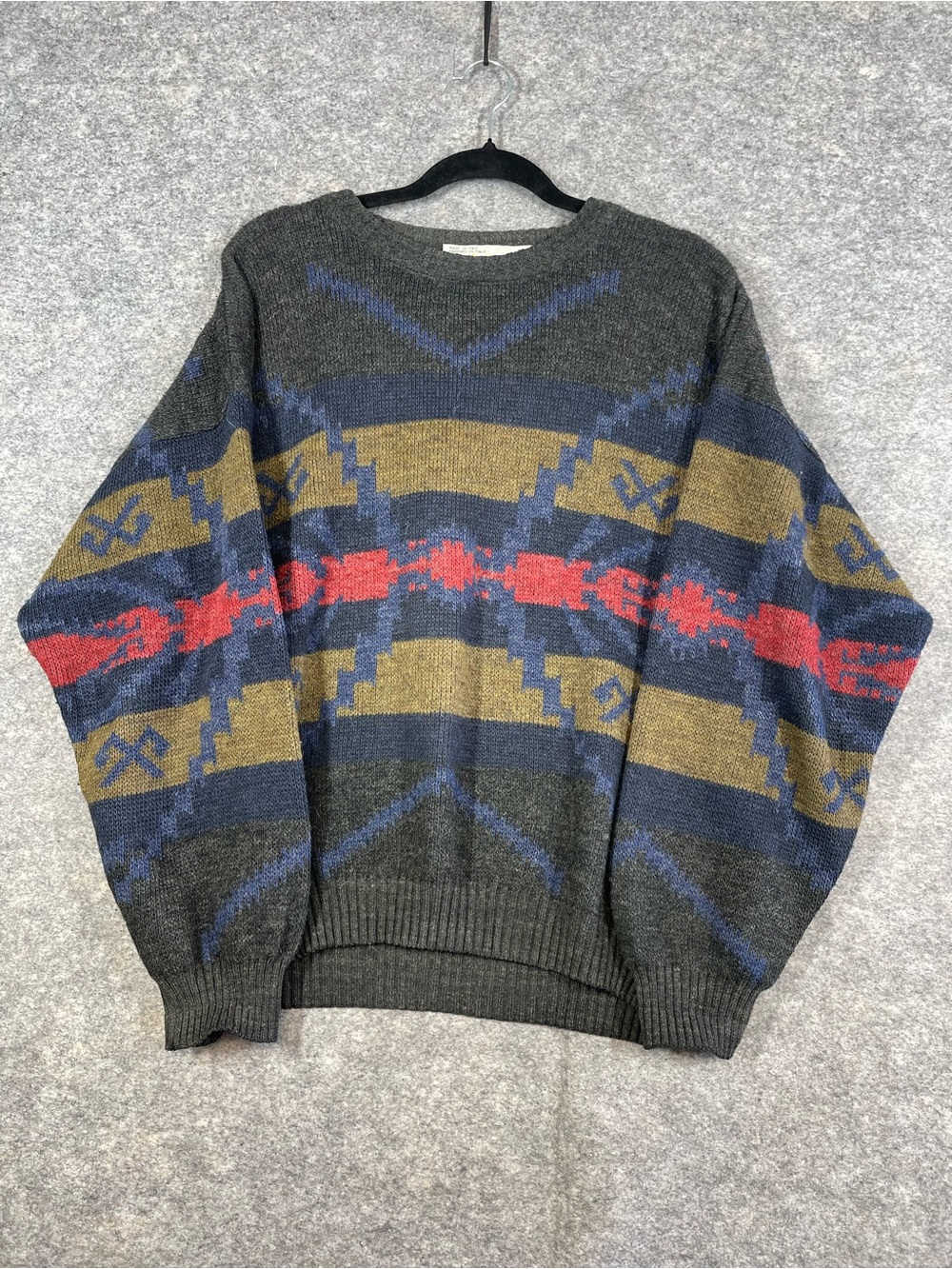 Vintage Lyle & Scott Club Sweater Large Wool Blend Geometric Grandpa Core Retro
